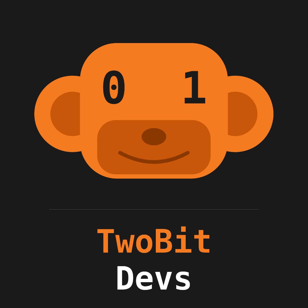 TwoBit Devs — monkey mascot with binary 0 and 1 eyes